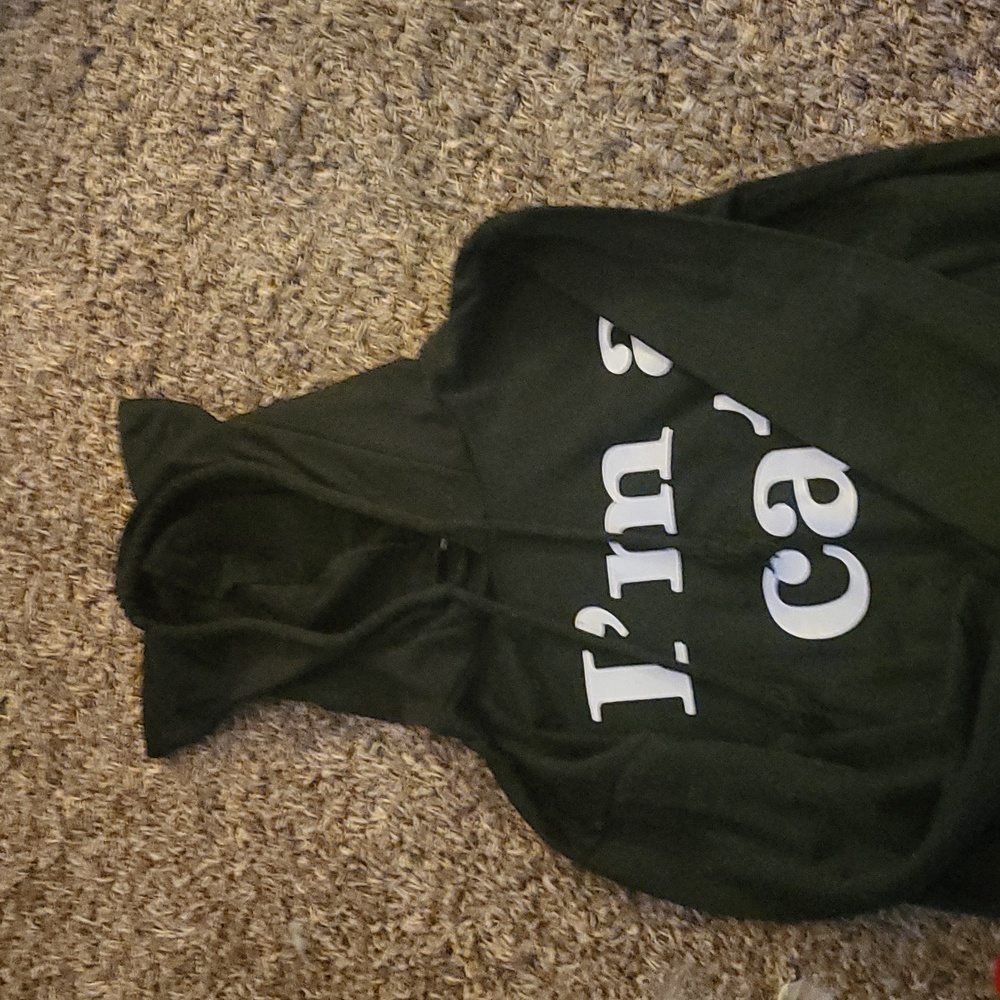 Cat hoodie, black , kids large